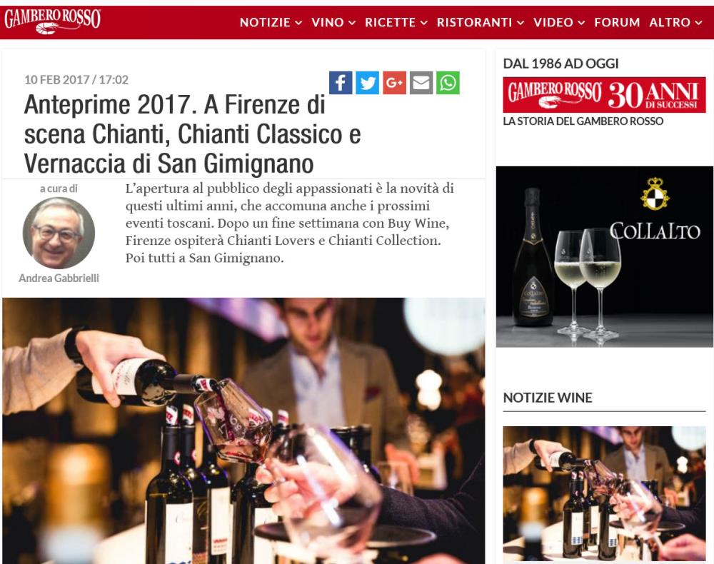 Anteprime 2017. A Firenze di scena Chianti, Chianti Classico e Vernaccia di San Gimignano 