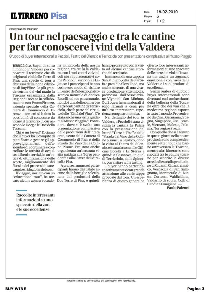 Un tour nel paesaggio tra le cantine per far conoscere i vini della Valdera