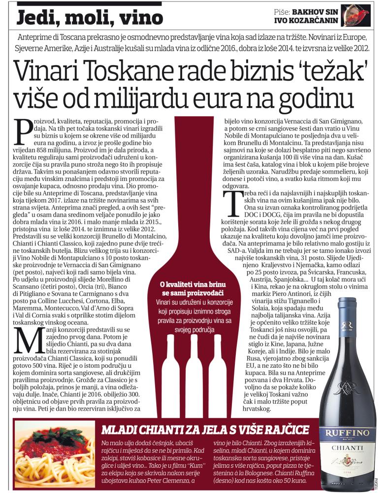Vinari Toskane rade biznis teak vie od milijardu eura na godinu