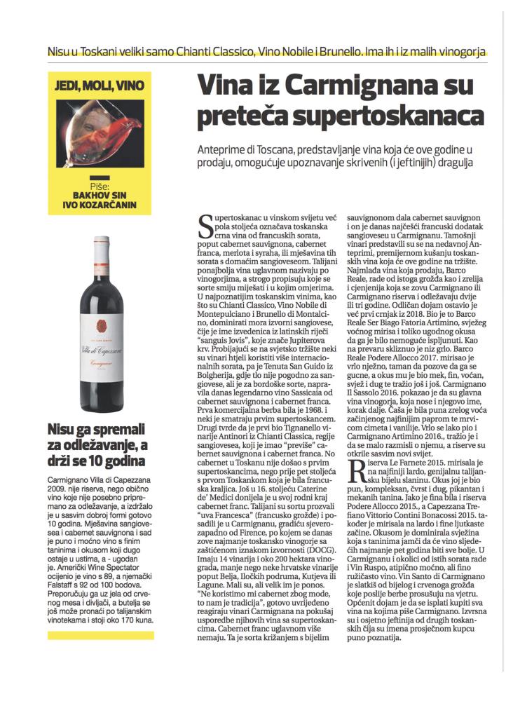Vina iz Carmignana su preteca supertoskanaca