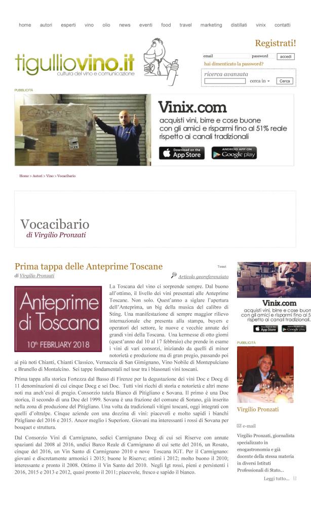Prima tappa delle Anteprime Toscane