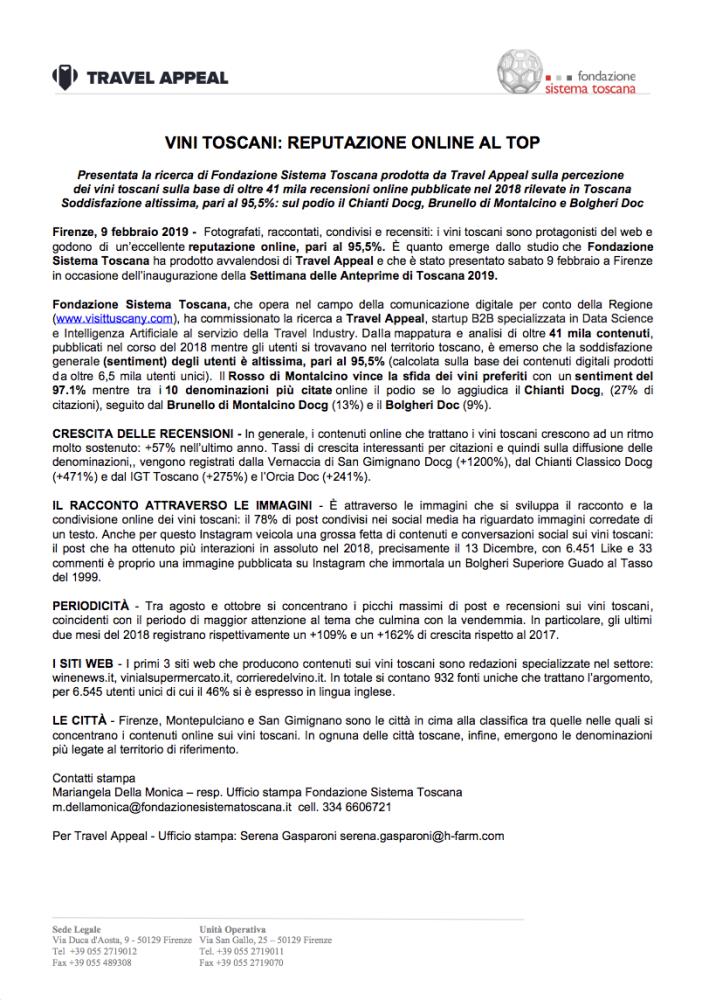Vini Toscani: reputazione Online al Top