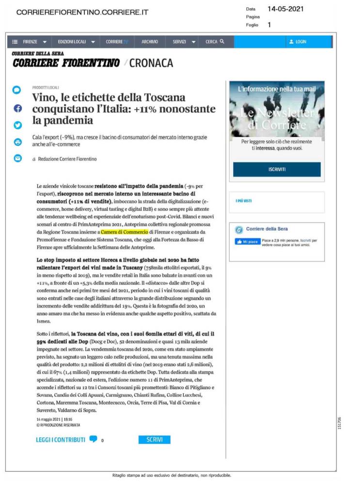Vino, le etichette della Toscana conquistano l'Italia