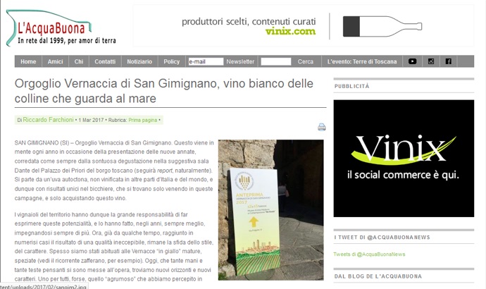 Orgoglio Vernaccia di San Gimignano, vino bianco delle colline che guarda al mare