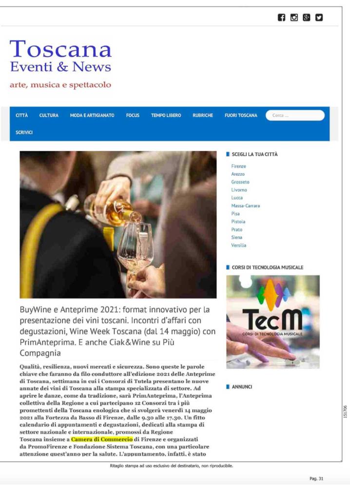 BuyWine e Anteprime 2021: format innovativo per la presentazione dei vini toscani