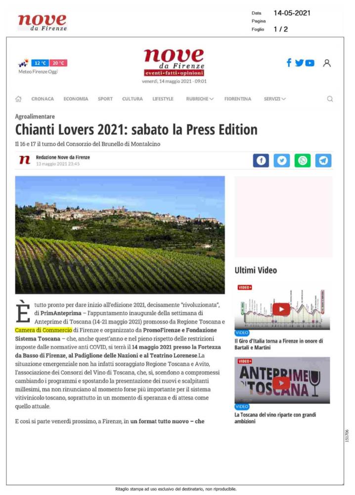 Chianti Lovers 2021: sabato la press edition