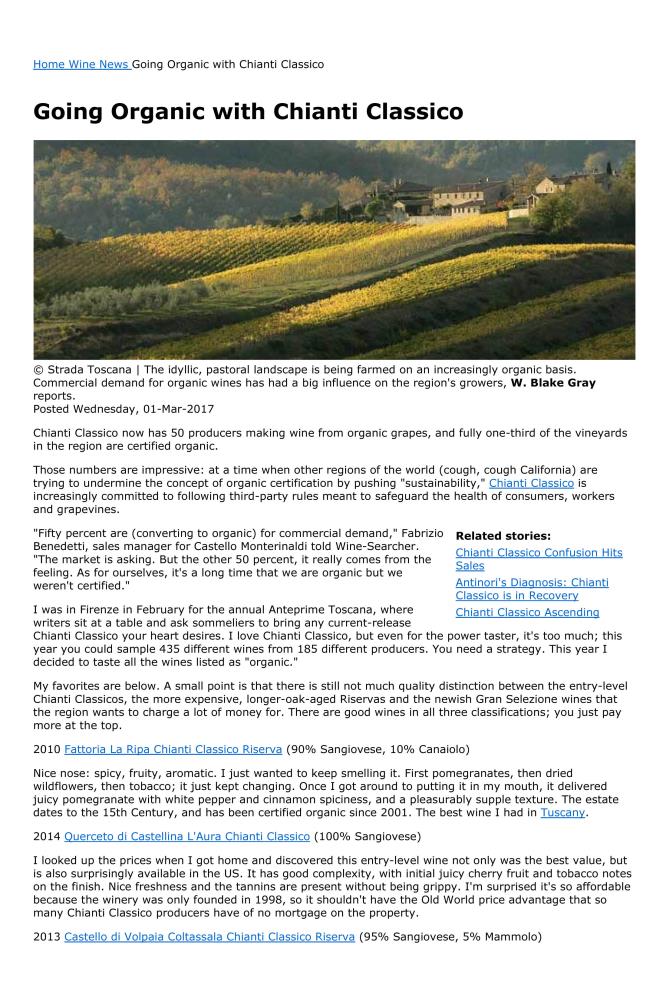 Going Organic with Chianti Classico
