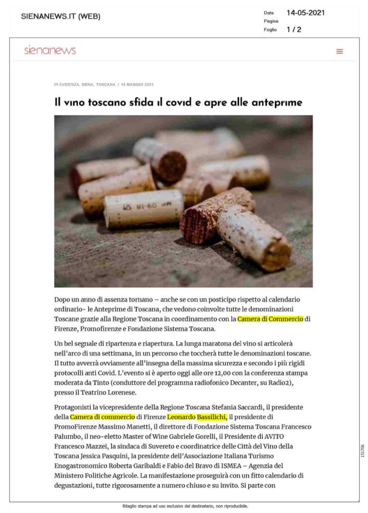 Il vino toscano sfida il covid e apre alle anteprime