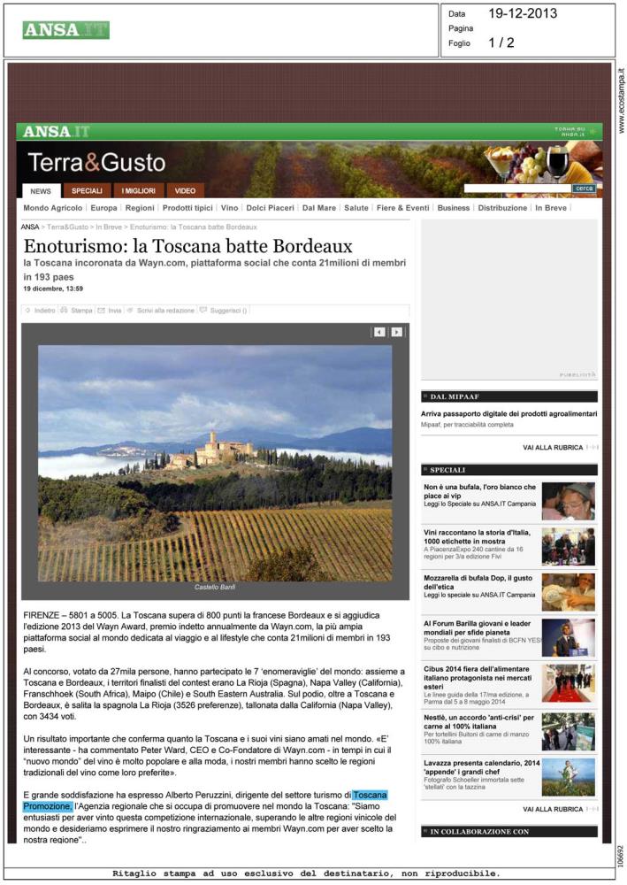 Enoturismo: la Toscana batte Bordeaux