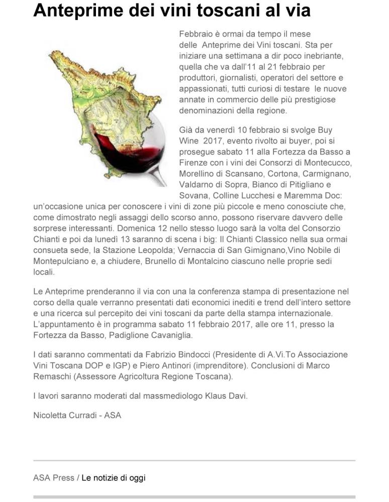 Anteprime dei vini toscani al via