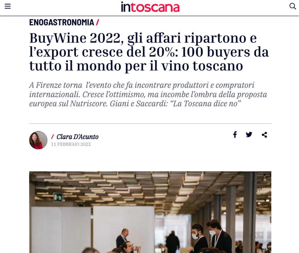 BuyWine 2022, gli affari ripartono e lexport cresce del 20%: 100 buyers da tutto il mondo per il vino toscano