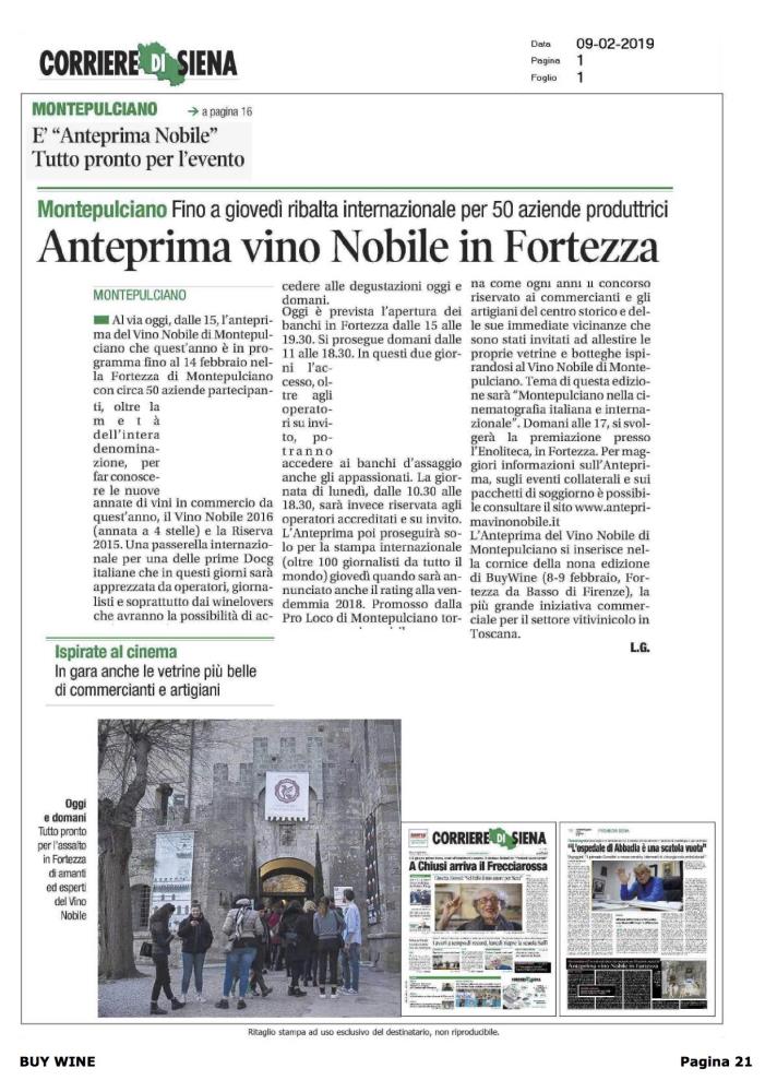 Anteprima vino nobile in Fortezza