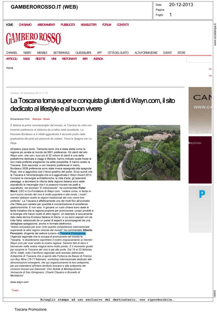 La Toscana torna super e conquista gli utenti di Wayn.com, il sito dedicato al lifestyle e al buon vivere