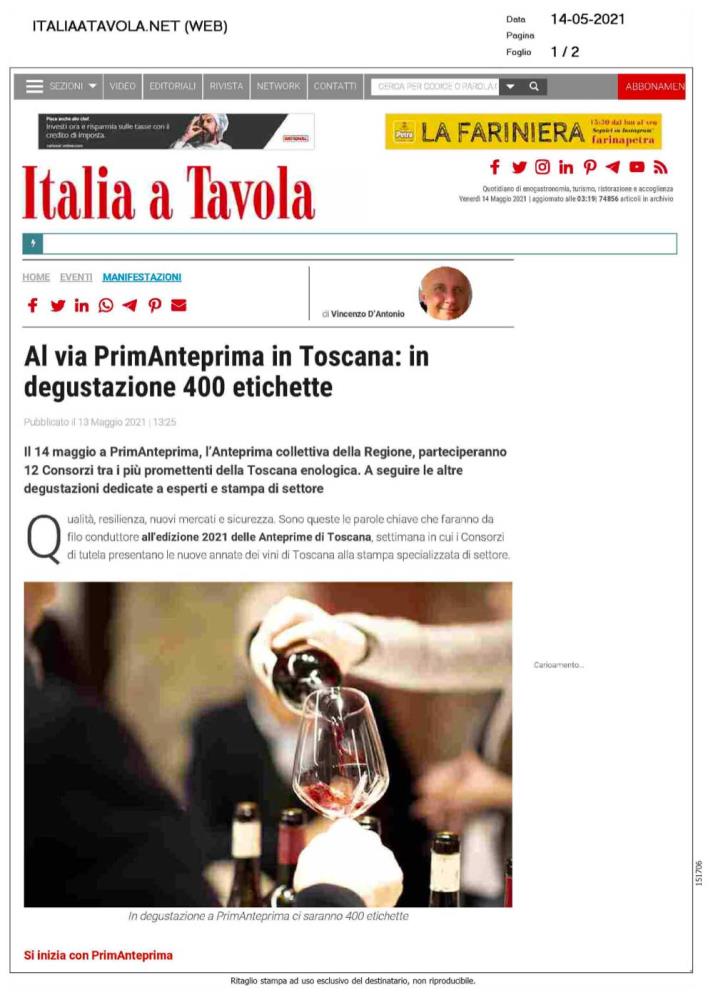Al via PrimAnteprima in Toscana: in degustazione 400 etichette