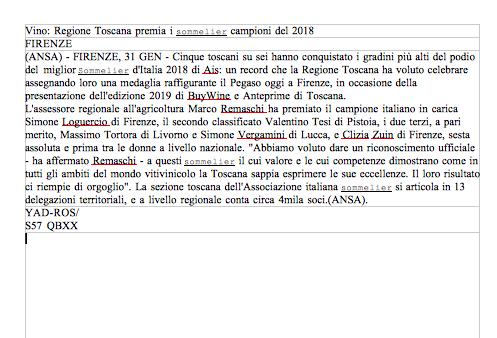 Regione Toscana premia i sommelier campioni del 2018 