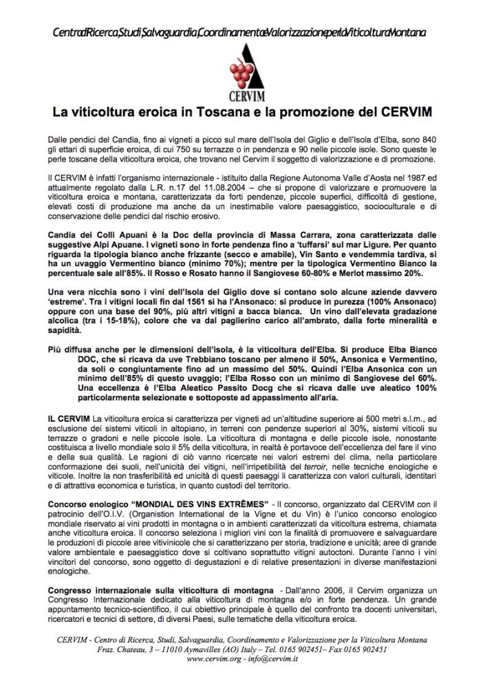 La viticoltura eroica in Toscana e la promozione del CERVIM
