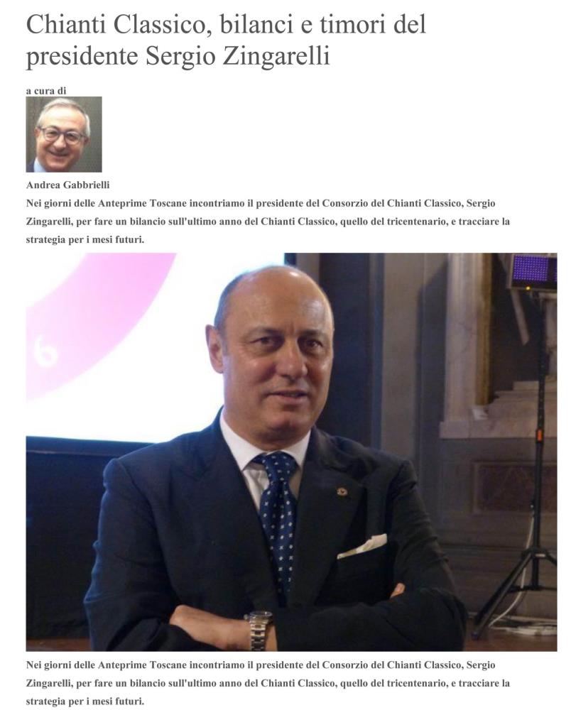 Chianti Classico, bilanci e timori del presidente Sergio Zingarelli