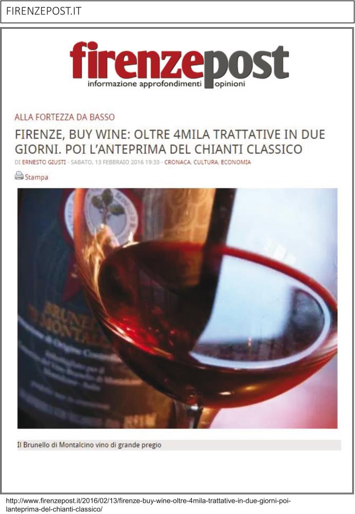 Firenze Buy Wine: oltre 4mila trattative in due giorni poi l'anteprima del Chianti Classico