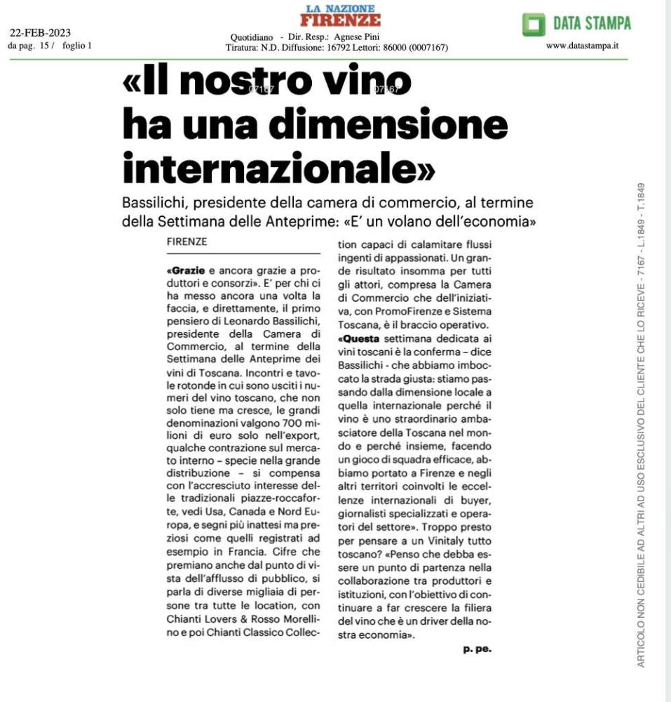 Il nostro vino ha una dimensione internazionale