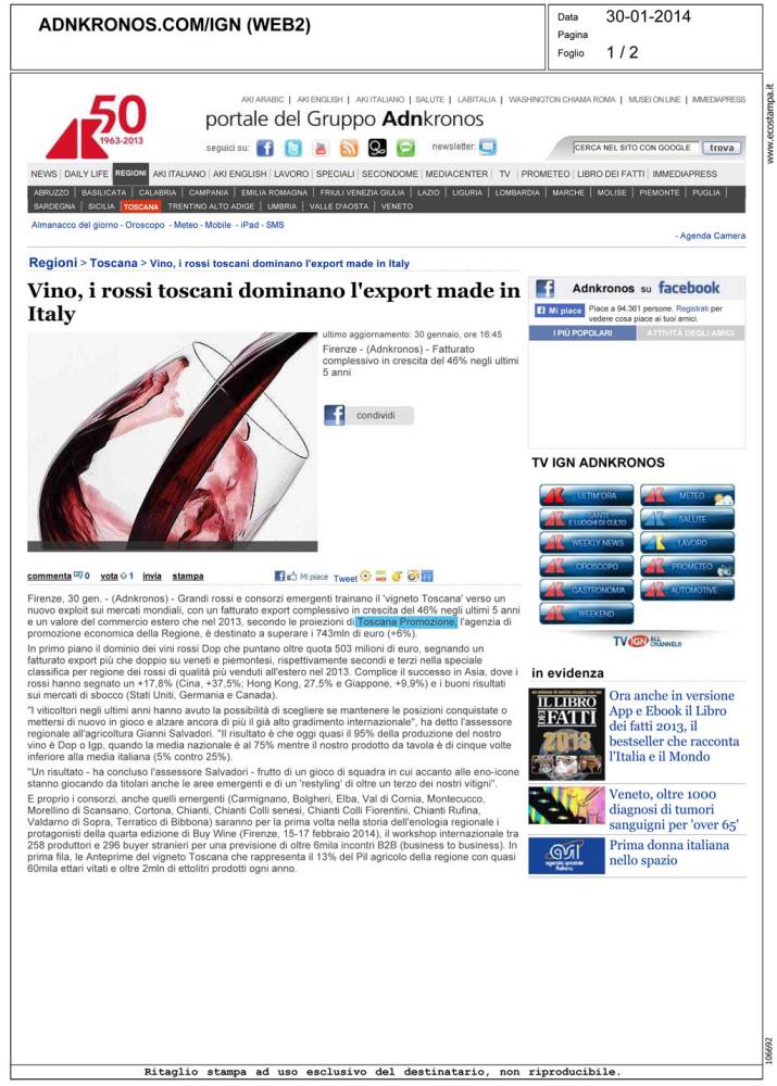 Vino, i rossi toscani dominano l'export made in Italy