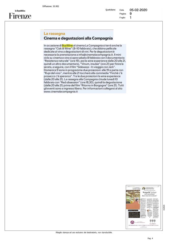 Cinema e degustazioni alla Compagnia
