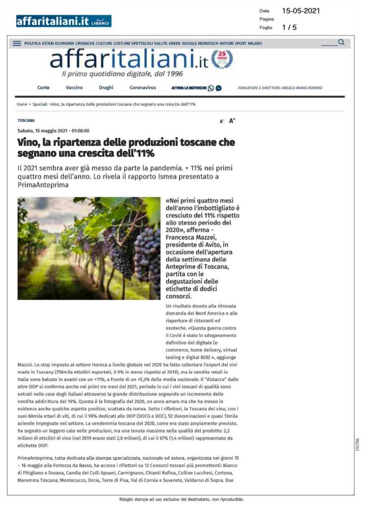 Vino, la ripartenza delle produzioni toscane