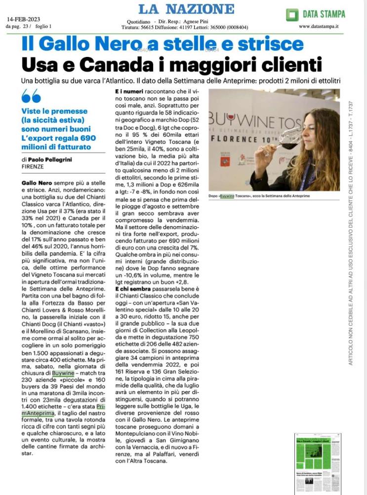 Il Gallo Nero a stelle e strisce. Usa e Canada i maggiori clienti