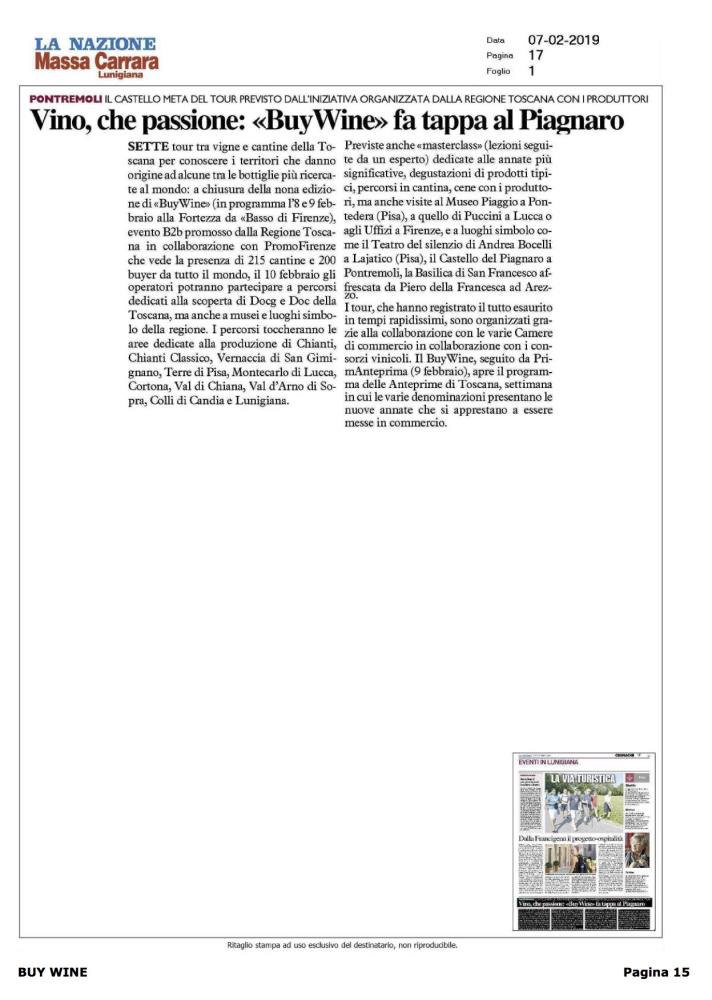 Vino, che passione: Buy Wine fa tappa al Piagnaro