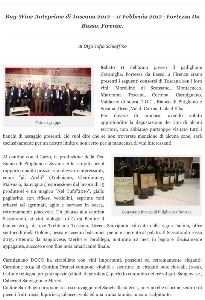 Buy-Wine Anteprime di Toscana 2017 - 11 Febbraio - Fortezza Da Basso Firenze