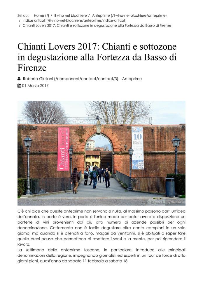 Chianti Lovers 2017: Chianti e sottozone in degustazione alla Fortezza da Basso di Firenze