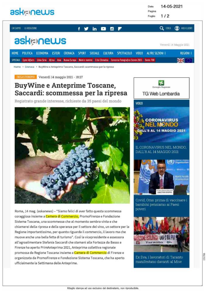 BuyWine e Anteprime Toscana: Saccardi, scommessa per la ripresa